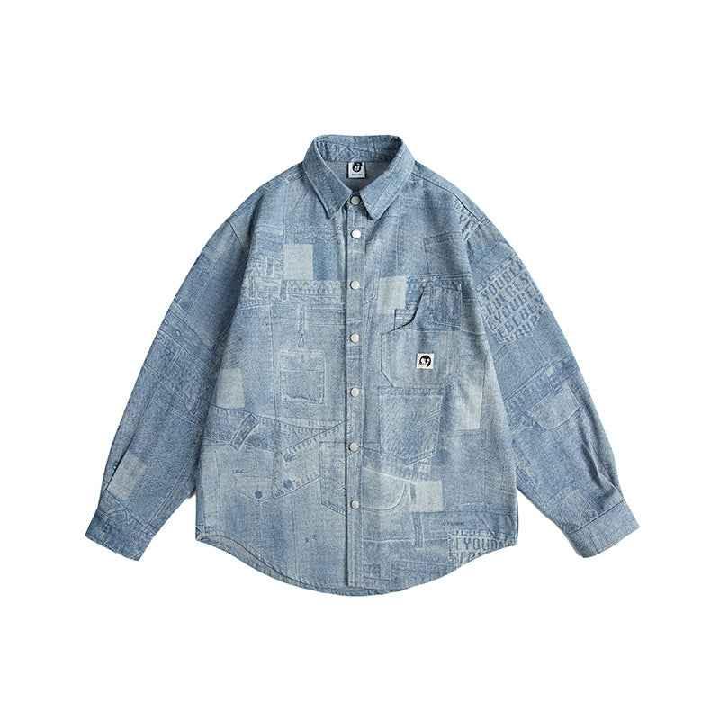 Vintage patchwork long sleeved shirt for men and women | MuddyStock Originals