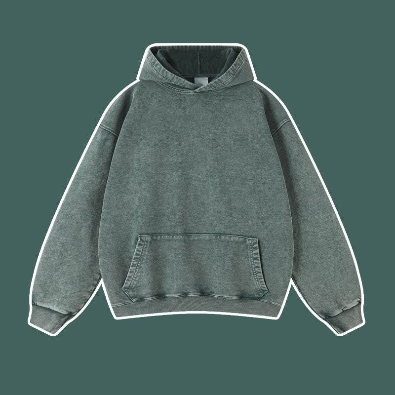 Vintage distressed washed pullover hoodie loose fitting unisex | MuddyStock Originals blackish green MuddyStock