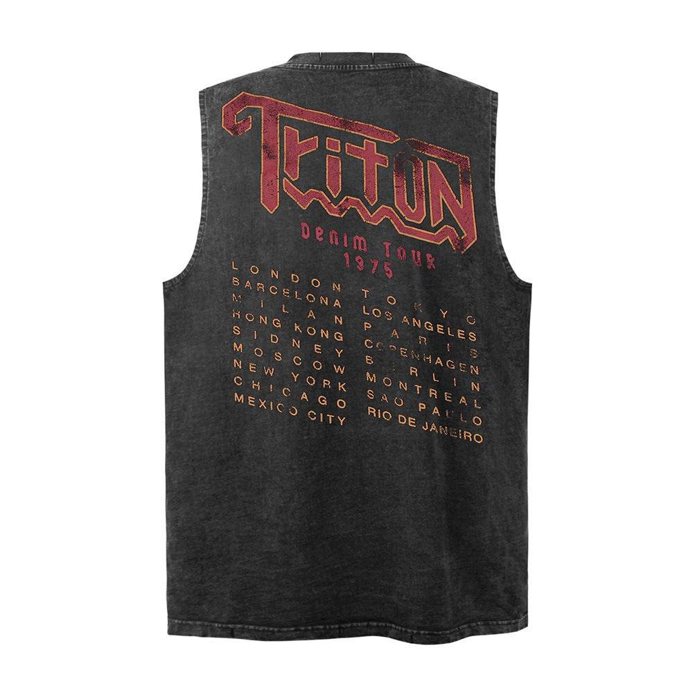 Distressed Letter Print Vest Men's Upperwear MuddyStock