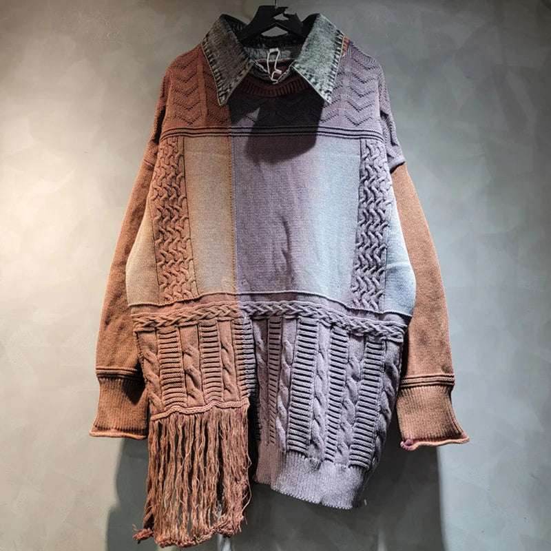 Women's Tassel Splicing Knitted Sweater Loose Top | MuddyStock Originals MuddyStock