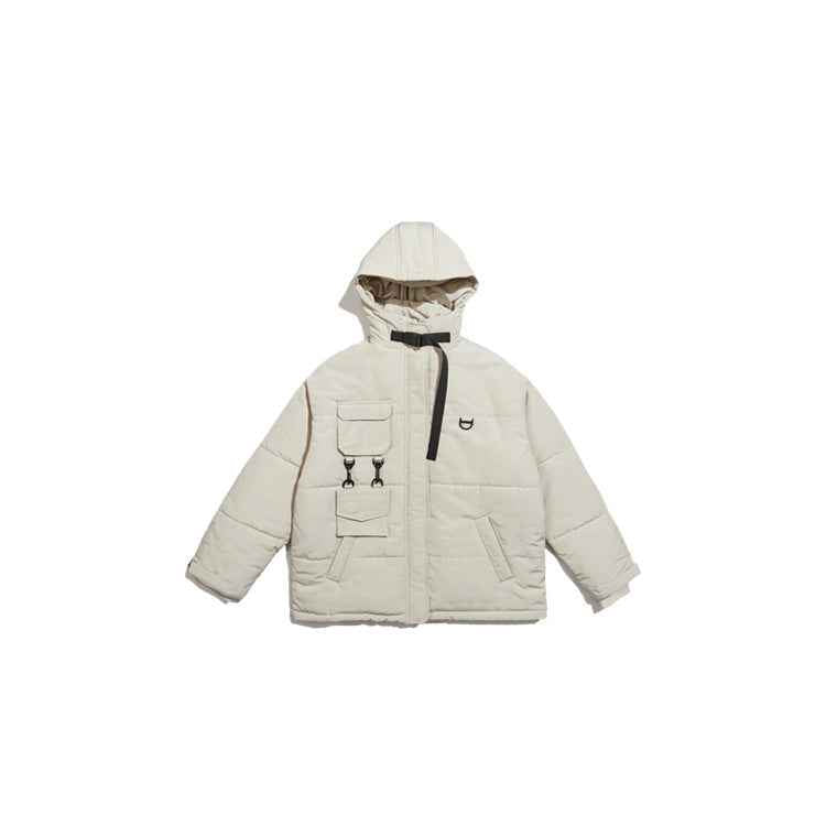 Men's Fake Two Piece Multi Pocket Thickened Jacket White MuddyStock