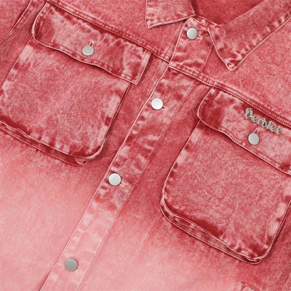 Washed Tie-dye Gradient Denim Jacket For Women MuddyStock