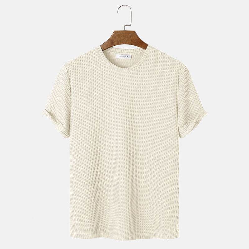 Men Summer Solid Color Round Neck Basic T-Shirts MuddyStock