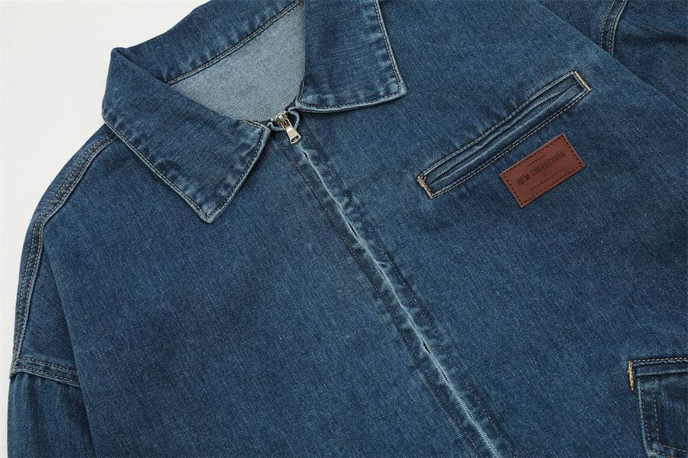 Creative Contrast Color Letter Printing Denim Jacket For Men And Women MuddyStock