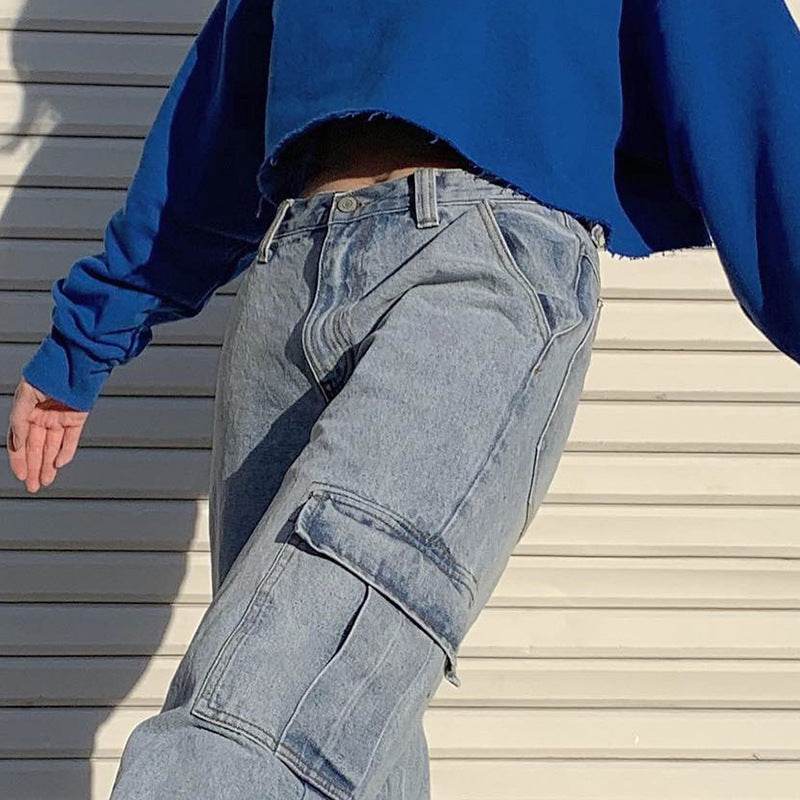 Straight trousers with high waist pockets MuddyStock
