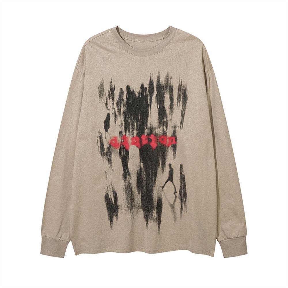 Men's Graffiti Printing Long-sleeved T-shirt For Women MuddyStock
