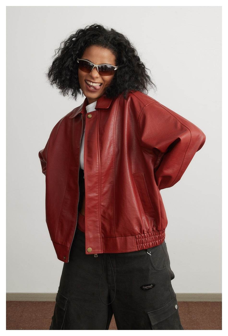 Leather Jacket Women Cropped Leather Coat MuddyStock