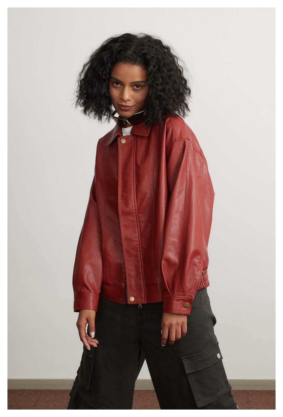 Leather Jacket Women Cropped Leather Coat MuddyStock