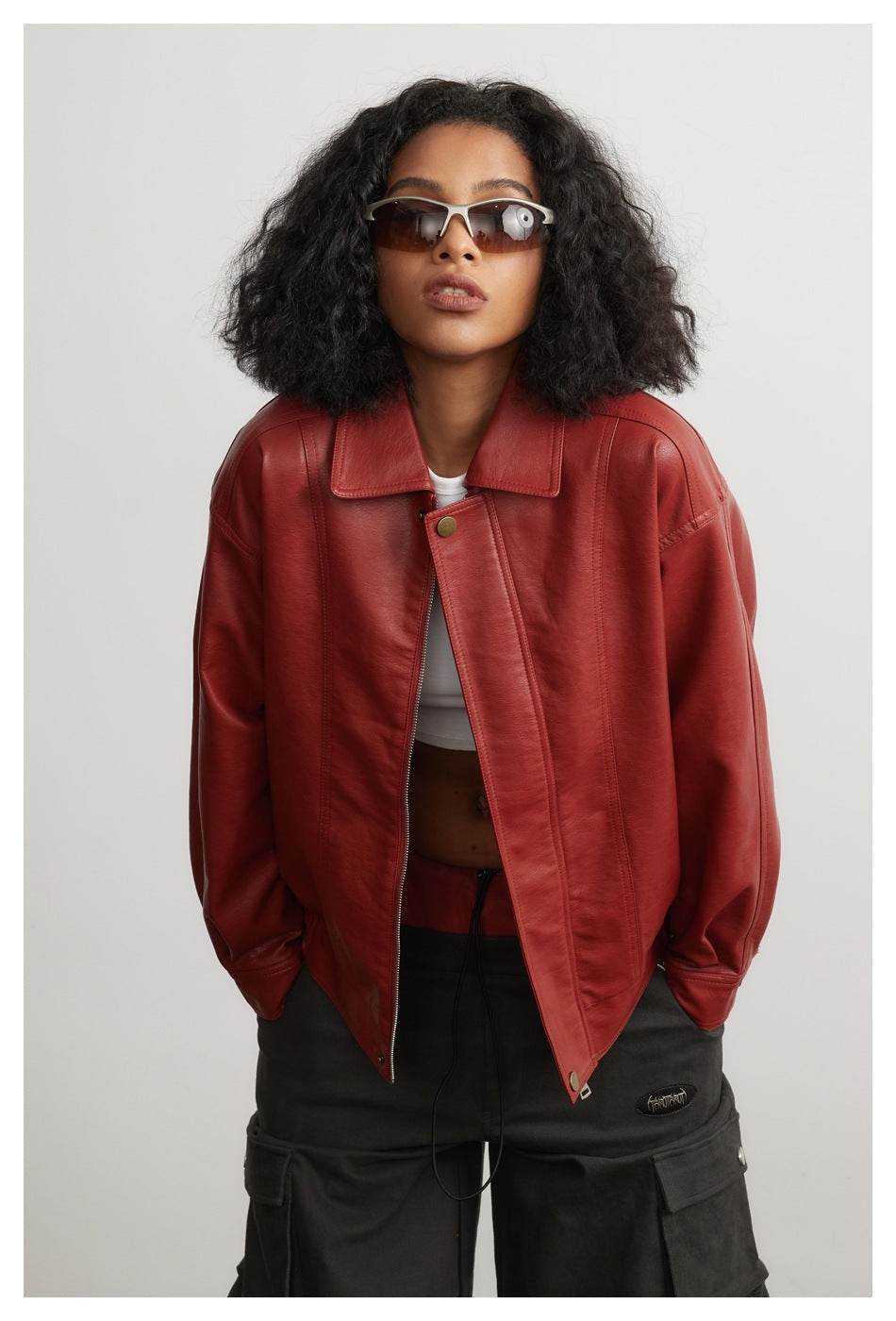 Leather Jacket Women Cropped Leather Coat MuddyStock
