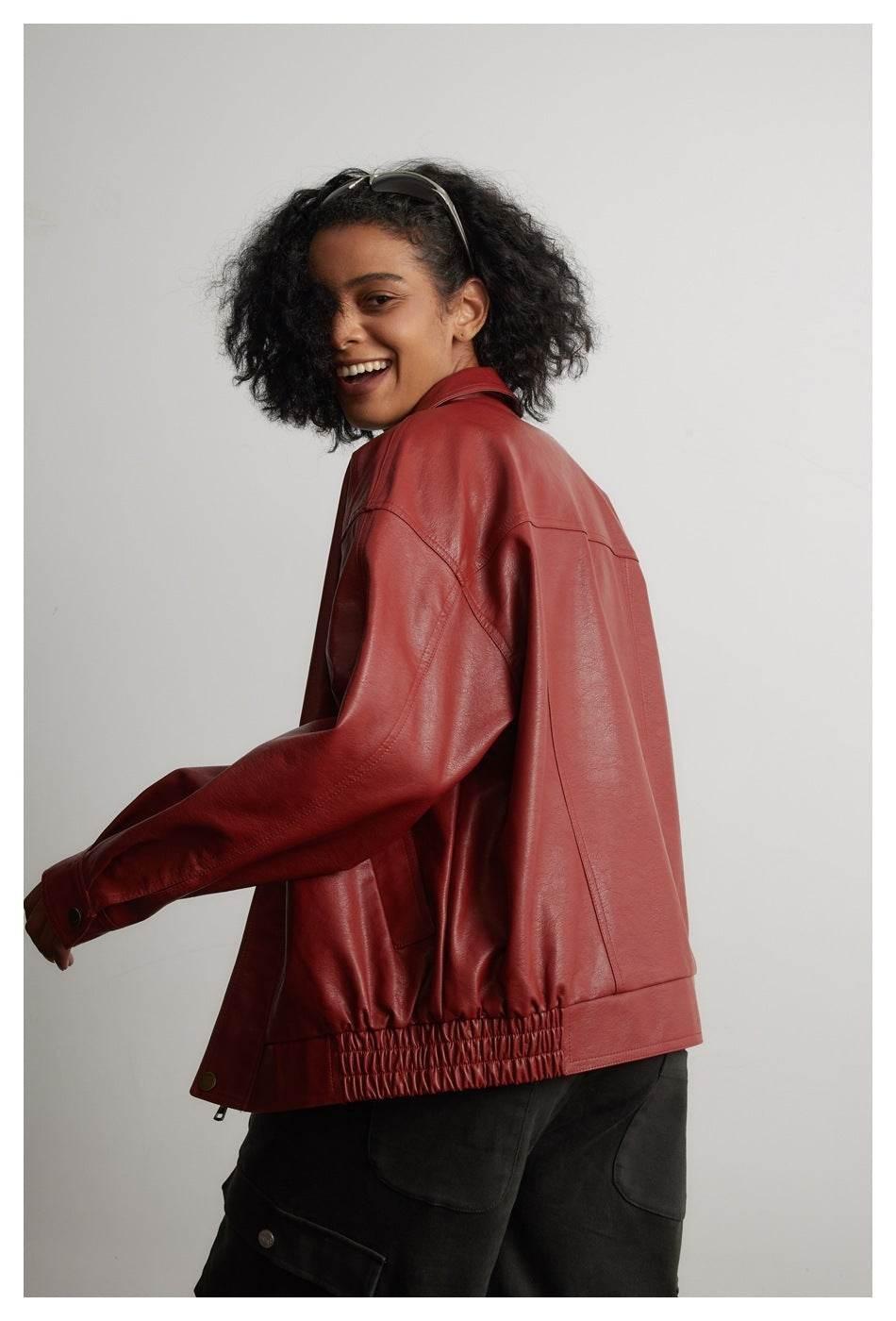 Leather Jacket Women Cropped Leather Coat