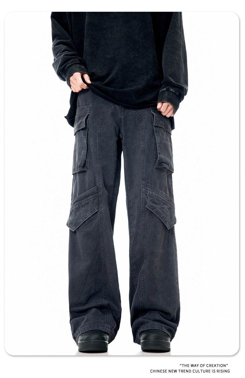 Casual Loose Straight Pu Wide-leg Trousers For Men And Women MuddyStock