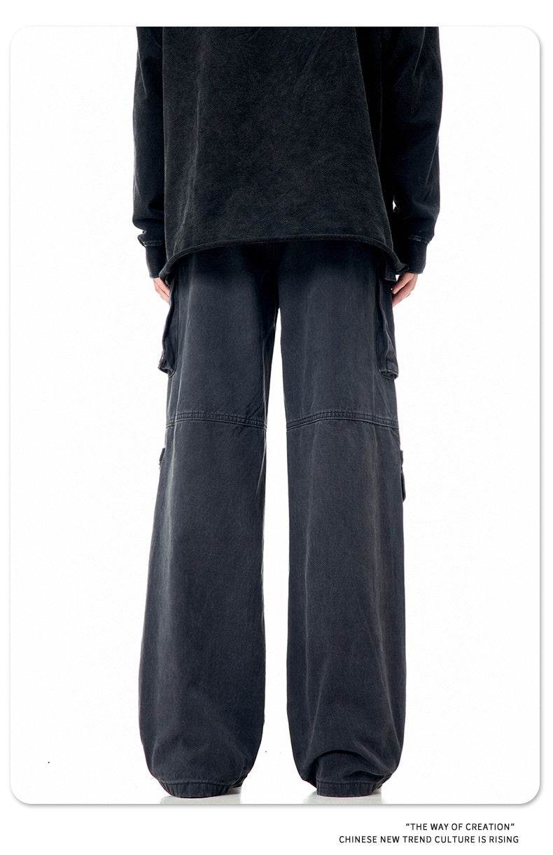 Casual Loose Straight Pu Wide-leg Trousers For Men And Women MuddyStock