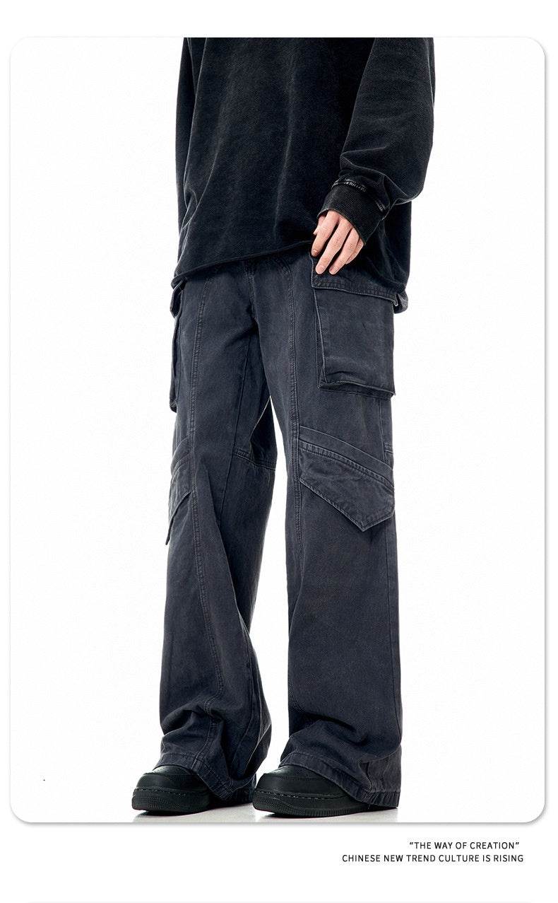 Casual Loose Straight Pu Wide-leg Trousers For Men And Women MuddyStock