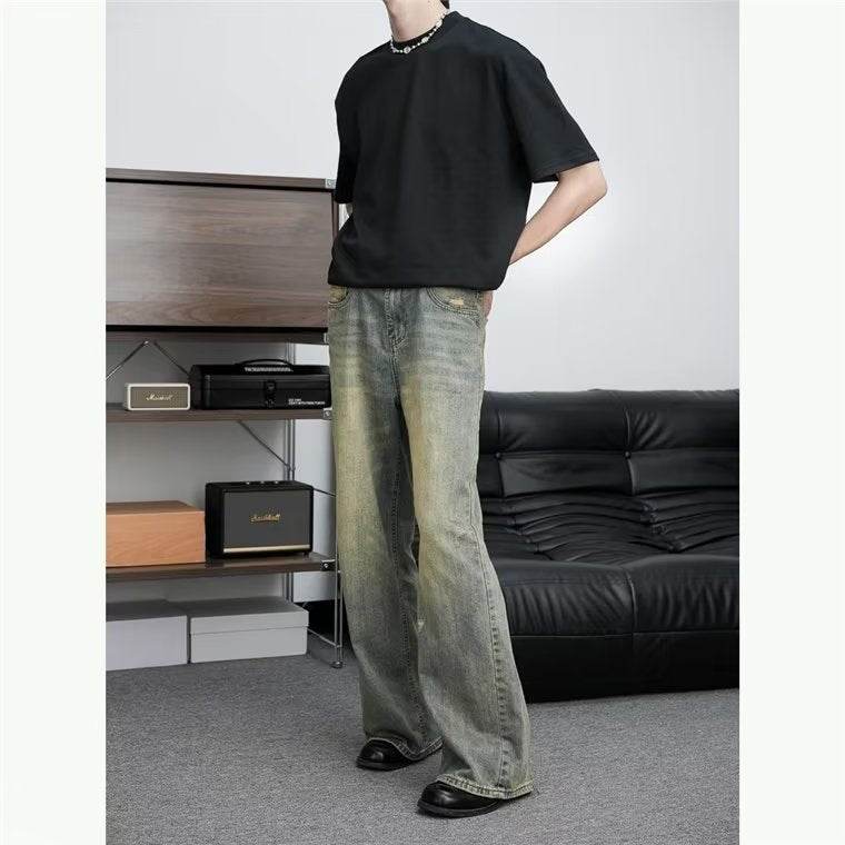 Loose All-match American Retro Distressed Wide-leg Jeans For Men MuddyStock