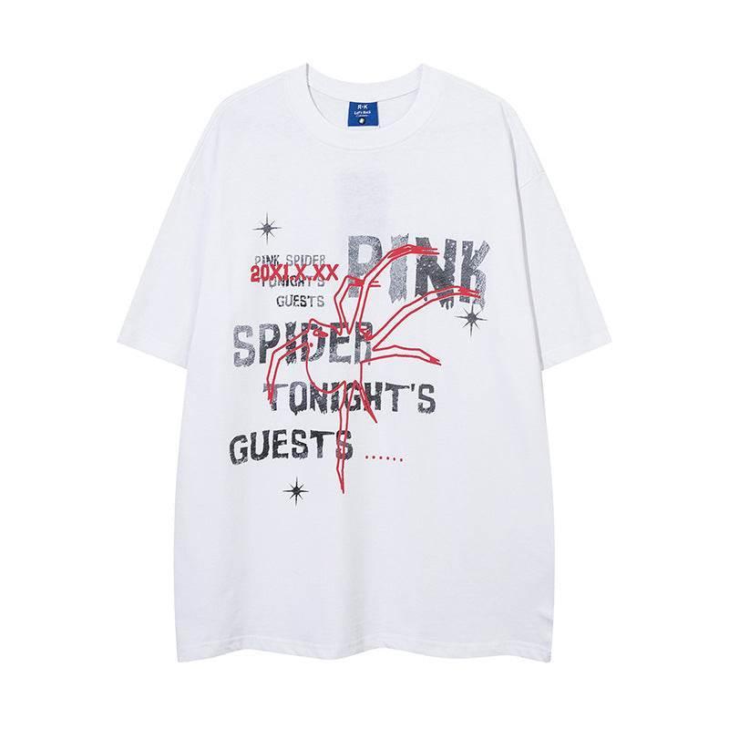 Spider Letter Print Short-sleeve For Men And Women White