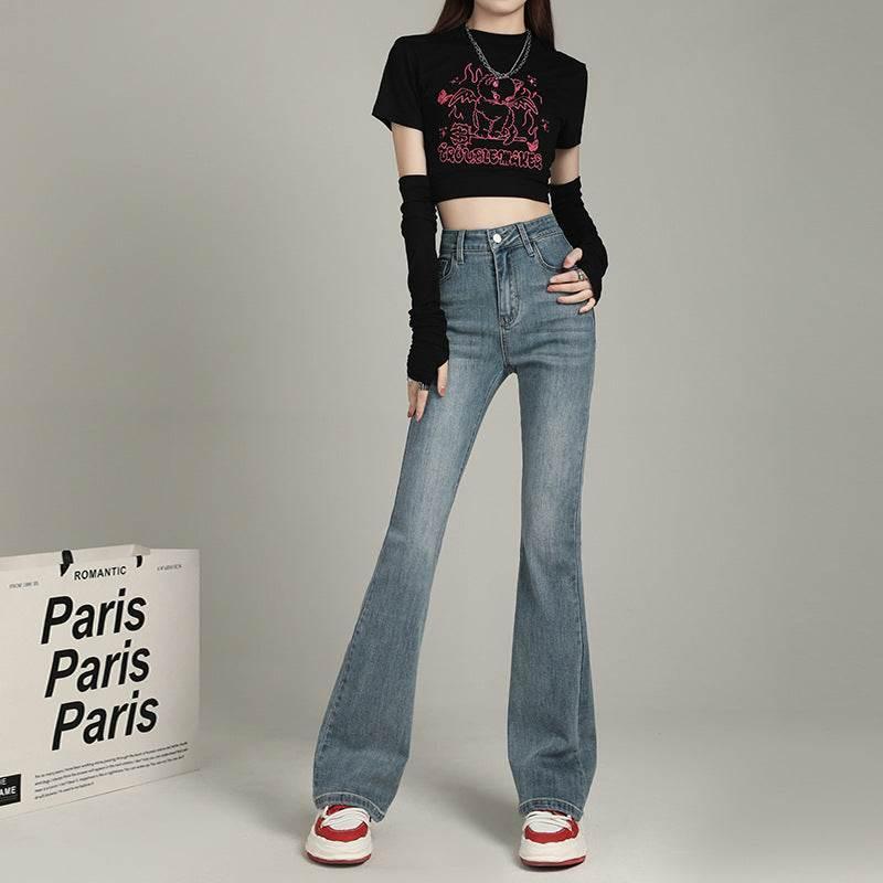 High Waist Flared Denim Pants For Women | MuddyStock Originals Retro Blue#Extended Length MuddyStock