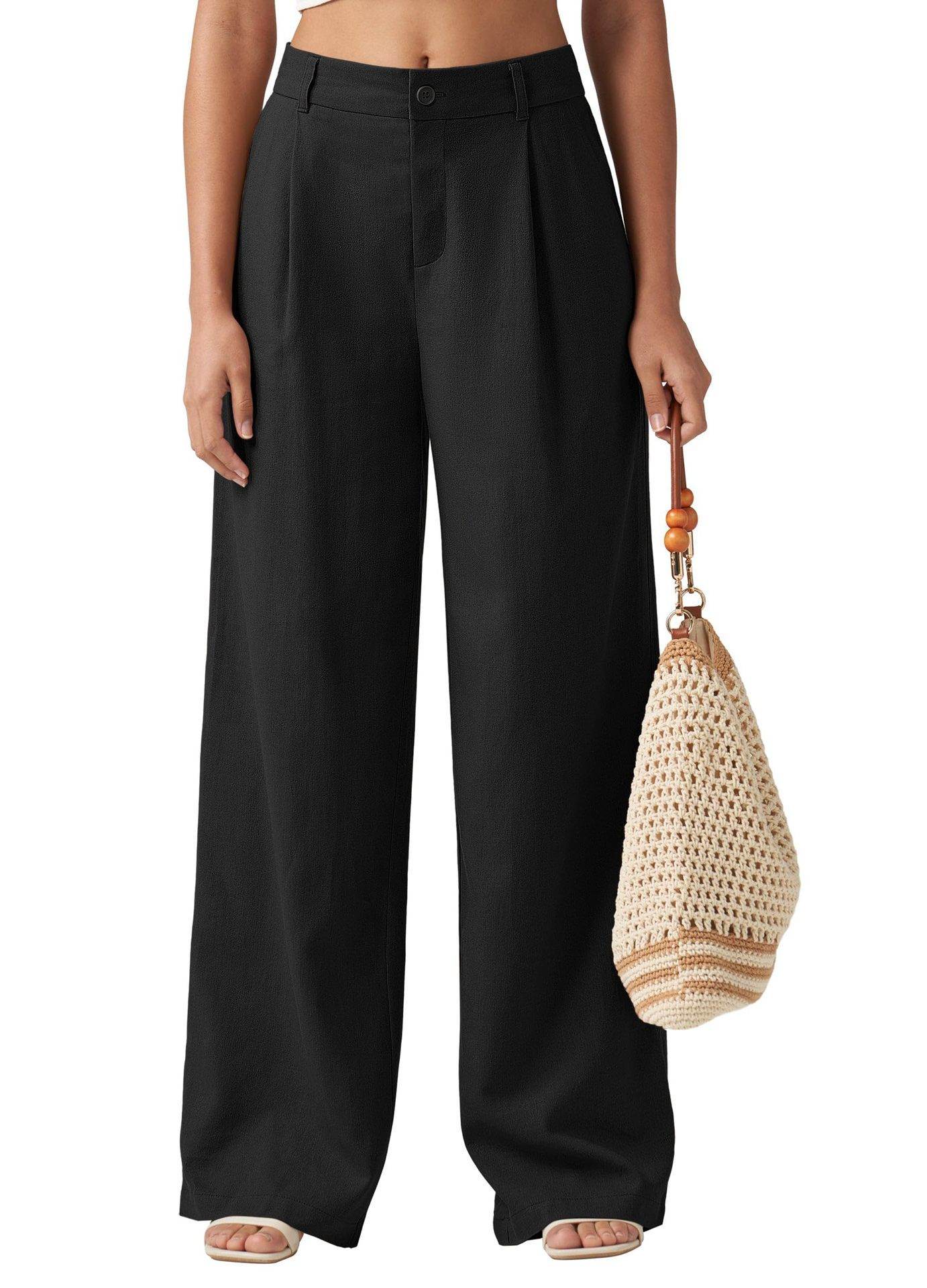 Loose Casual And Comfortable Pocket Straight-leg Pants For Women Black MuddyStock