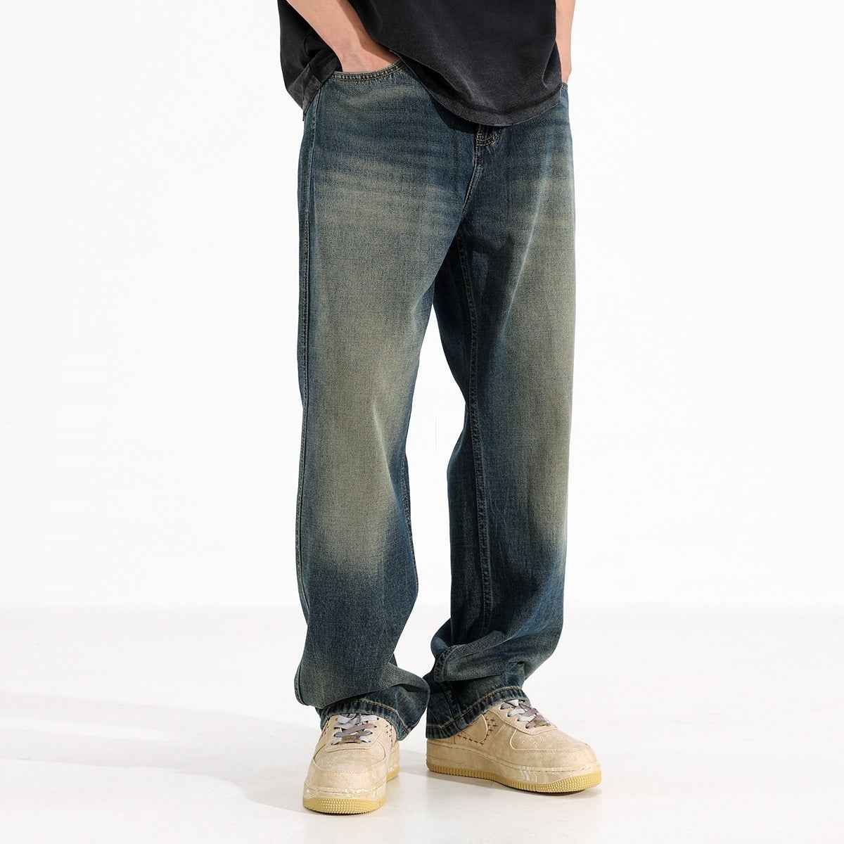 Casual Loose Drooping Straight Jeans For Men MuddyStock