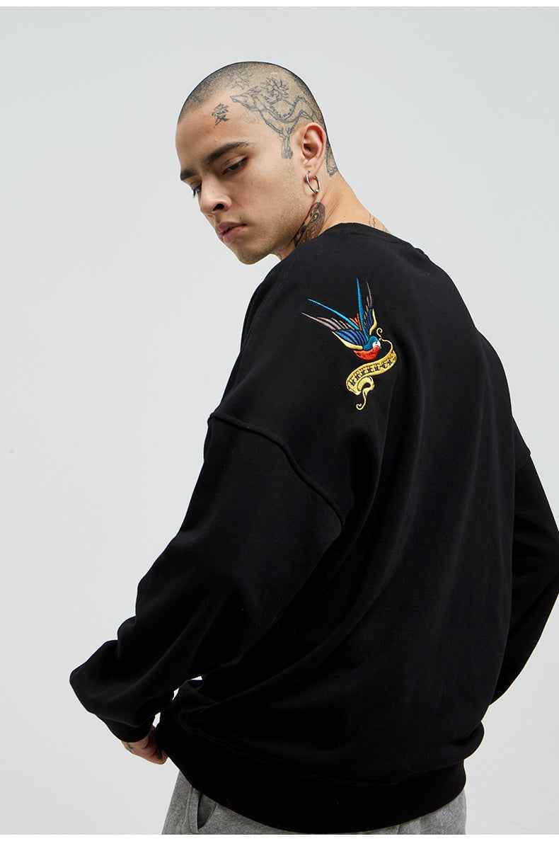 Retro motorcycle skeleton gangster high street sweater For Men MuddyStock