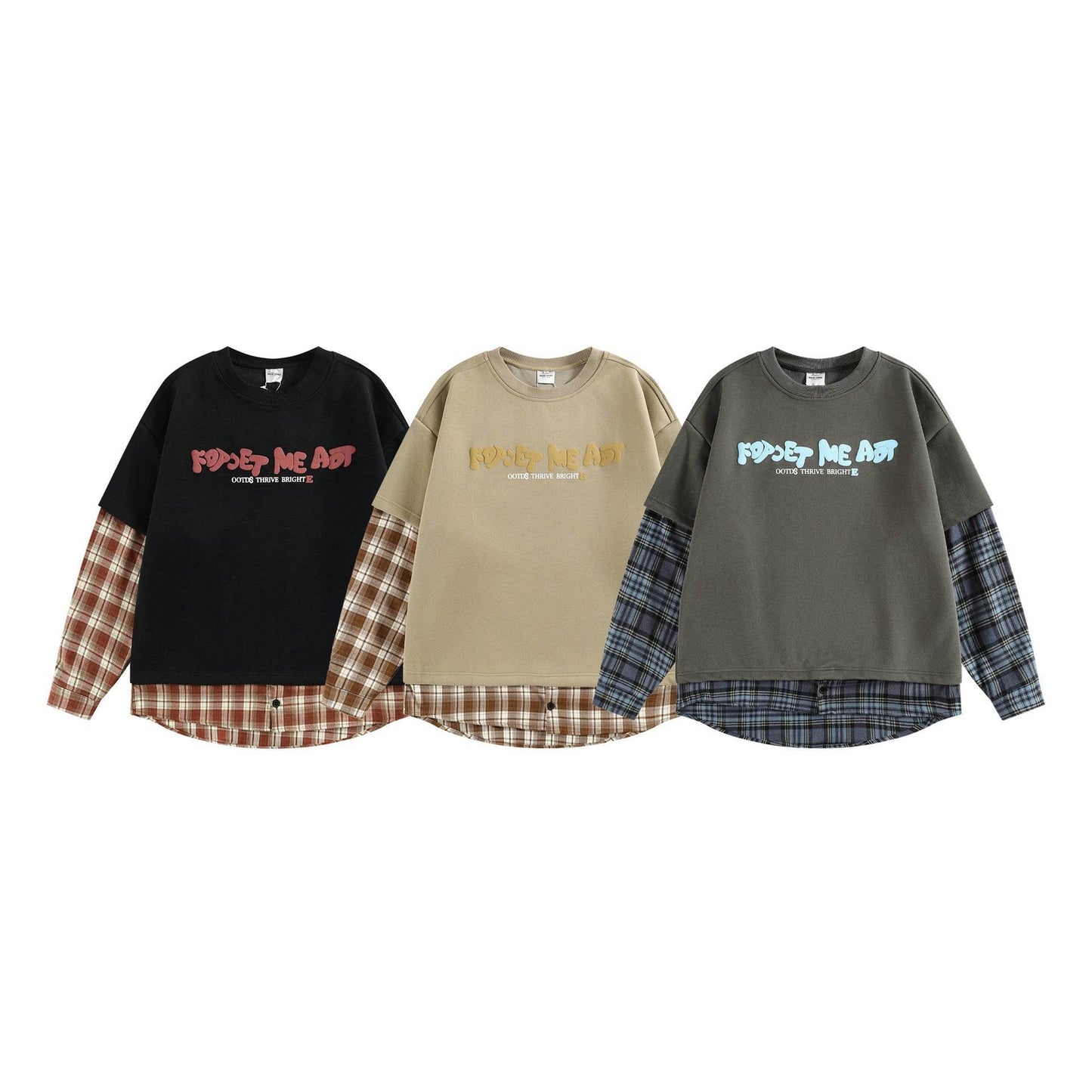 Plaid Splicing Fake Two-Piece Loose Hoodie For Men And Women| MuddyStock Originals MuddyStock