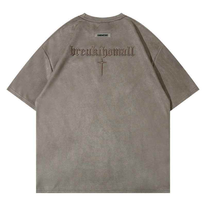 Retro Alphabet Embroidered T-shirt Men MuddyStock
