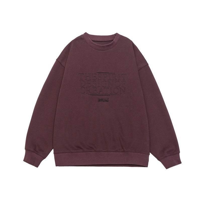 Letter Embroidery Round Neck Loose Retro Sweatshirt For Men And Women | MuddyStock Originals Purple