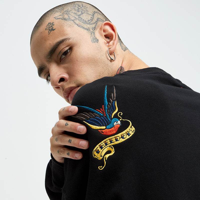 Retro motorcycle skeleton gangster high street sweater For Men MuddyStock