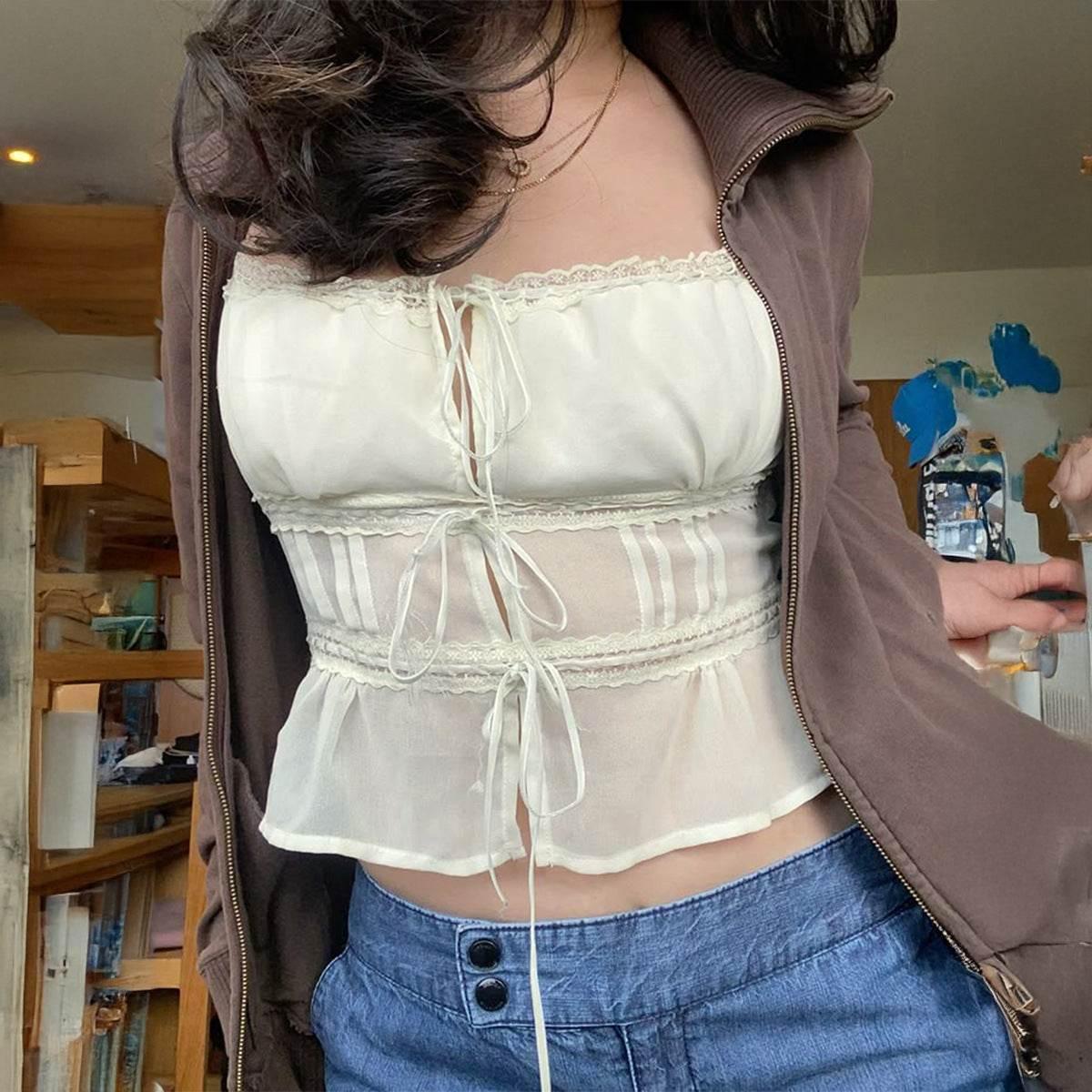 Lace Strap Tube Top Vest for Women | MuddyStock Originals