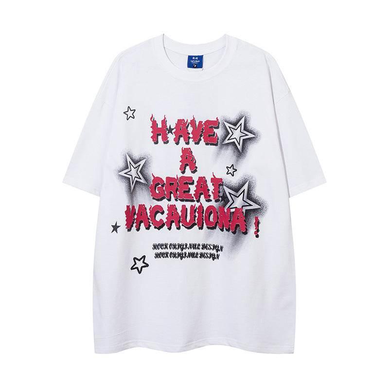 Fashion Five-pointed Star Letter Lazy For Men And Women White