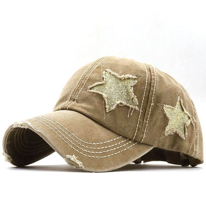 Washed And Worn Pentagram Baseball Cap Camel MuddyStock