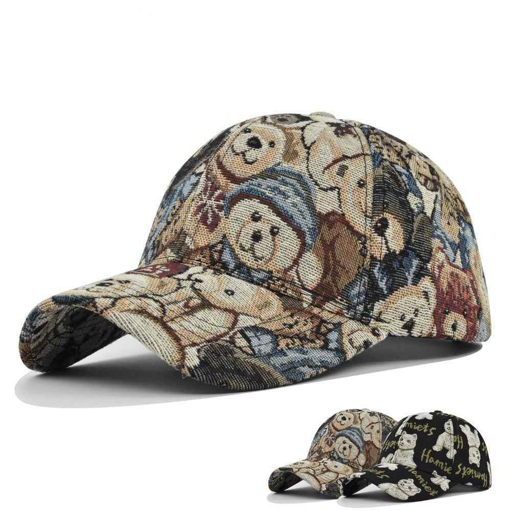Korean Version Of Bear Baseball Cap Dog Printed Casual MuddyStock