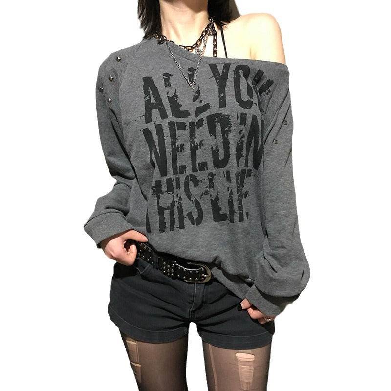 Loose Off-Shoulder Long Sleeve Top For Women | MuddyStock Originals MuddyStock
