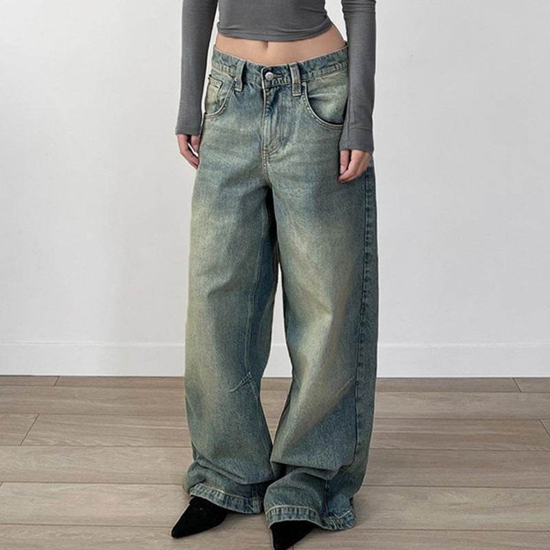 Loose solid color minimalist washed denim jeans For Women | MuddyStock Originals MuddyStock