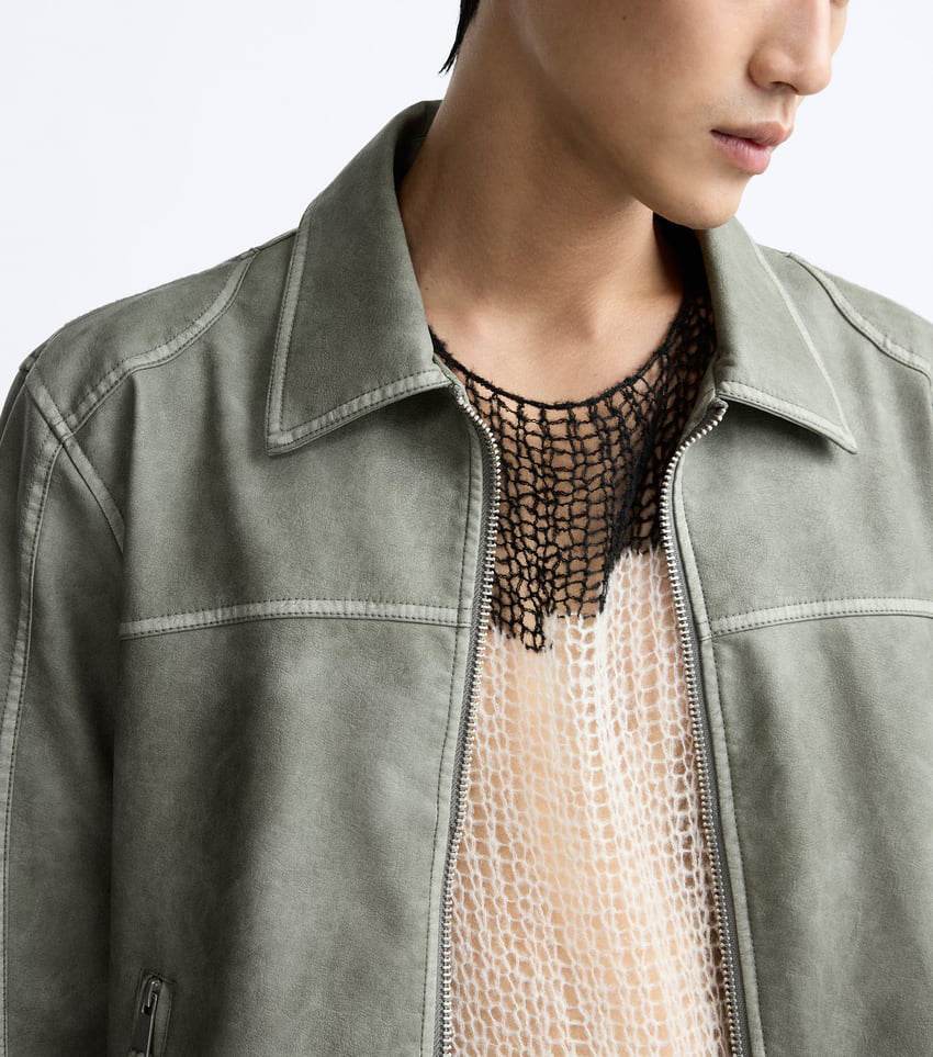 Men's Zipper Distressed Retro Washed Jacket MuddyStock