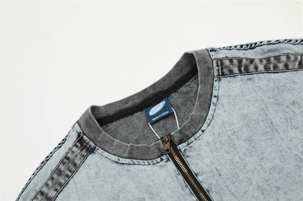 Washed Denim Short-sleeved Shirt For Men MuddyStock