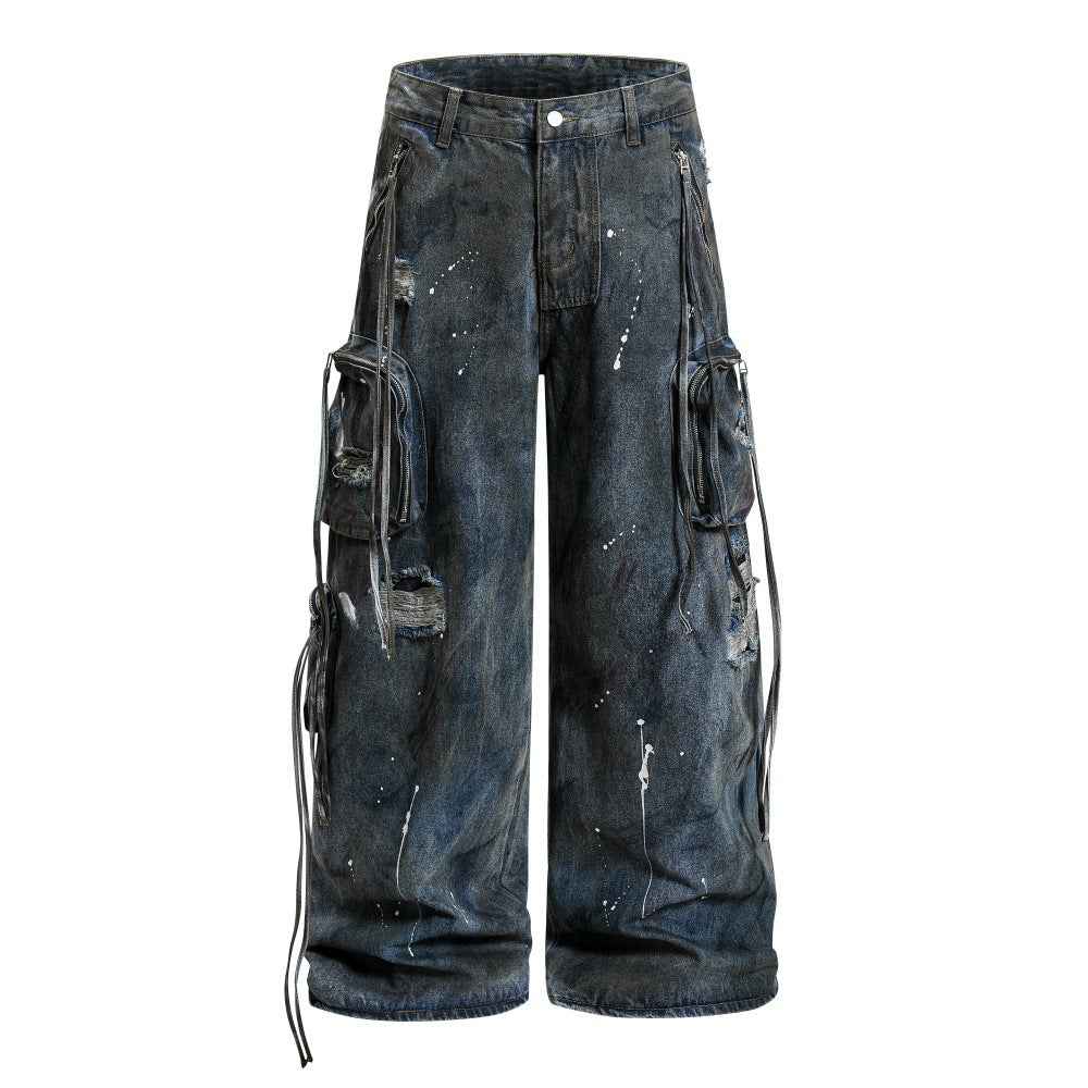 Splashing ink to make old dirty jeans for men | MuddyStock Originals