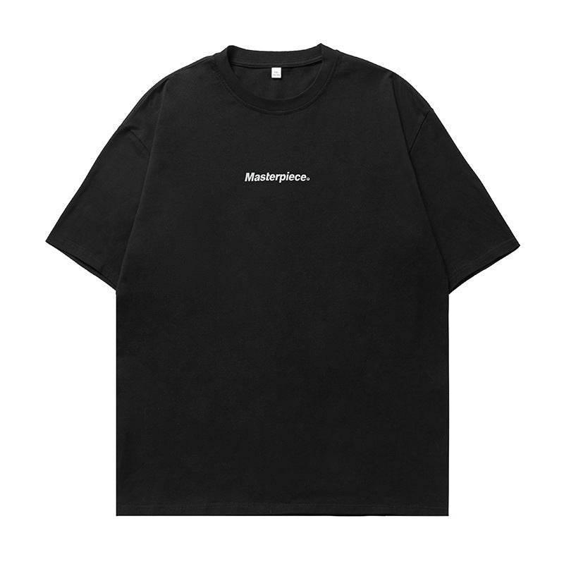 Letter printed loose round neck T-shirt | MuddyStock Originals Black
