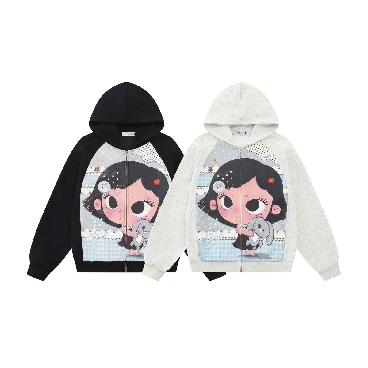 Cute Cartoon Graphic Color Block Raglan Sleeve Loose Hoodie For Women | MuddyStock Originals