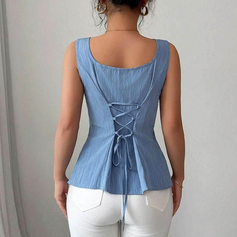 Sleeveless camisole drawstring top slim fit pullover for women | MuddyStock Originals MuddyStock