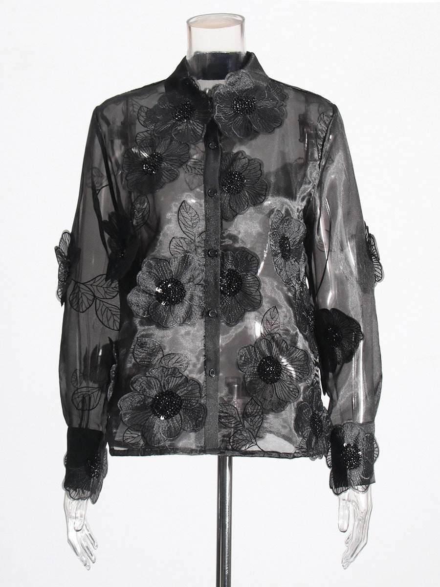 Flower sequined shirt top for women | MuddyStock Originals