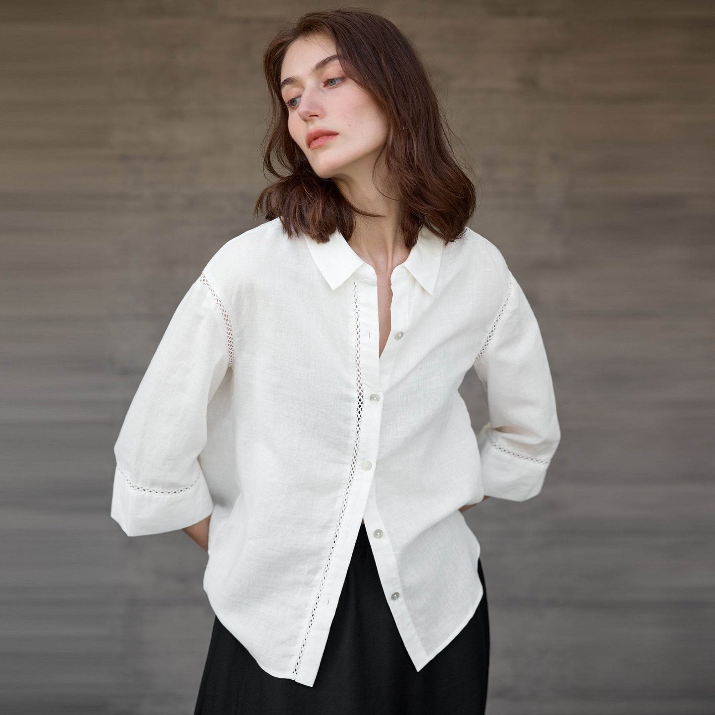 Lace-Up Placket Hollow Design Women's Shirt | MuddyStock Originals MuddyStock