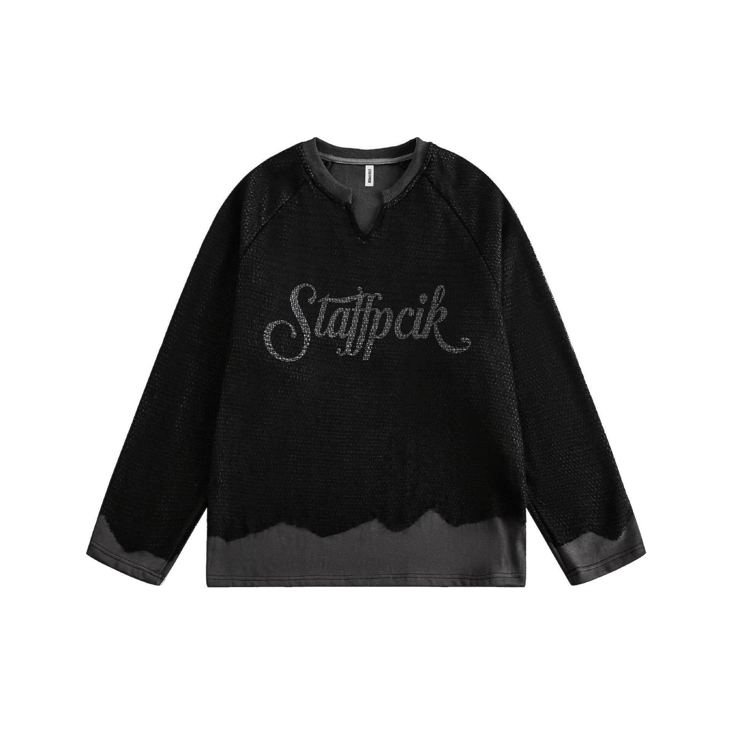 Hollow out mesh spliced sweatshirt for men and women | MuddyStock Originals Black