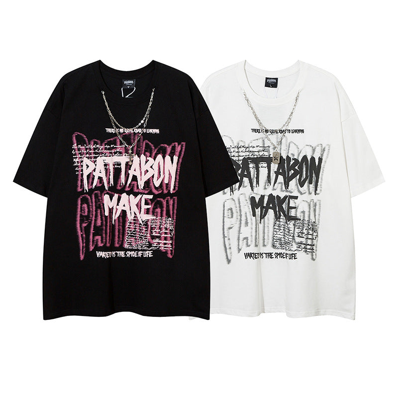 Streetwear Bubble Letter Print Short Sleeve T-Shirt for Women | MuddyStock Originals MuddyStock
