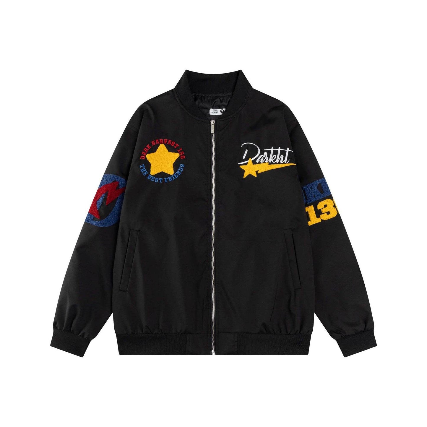 Letter Embroidery Loose Casual Versatile Outerwear Jacket For Men And Women | MuddyStock Originals Black MuddyStock