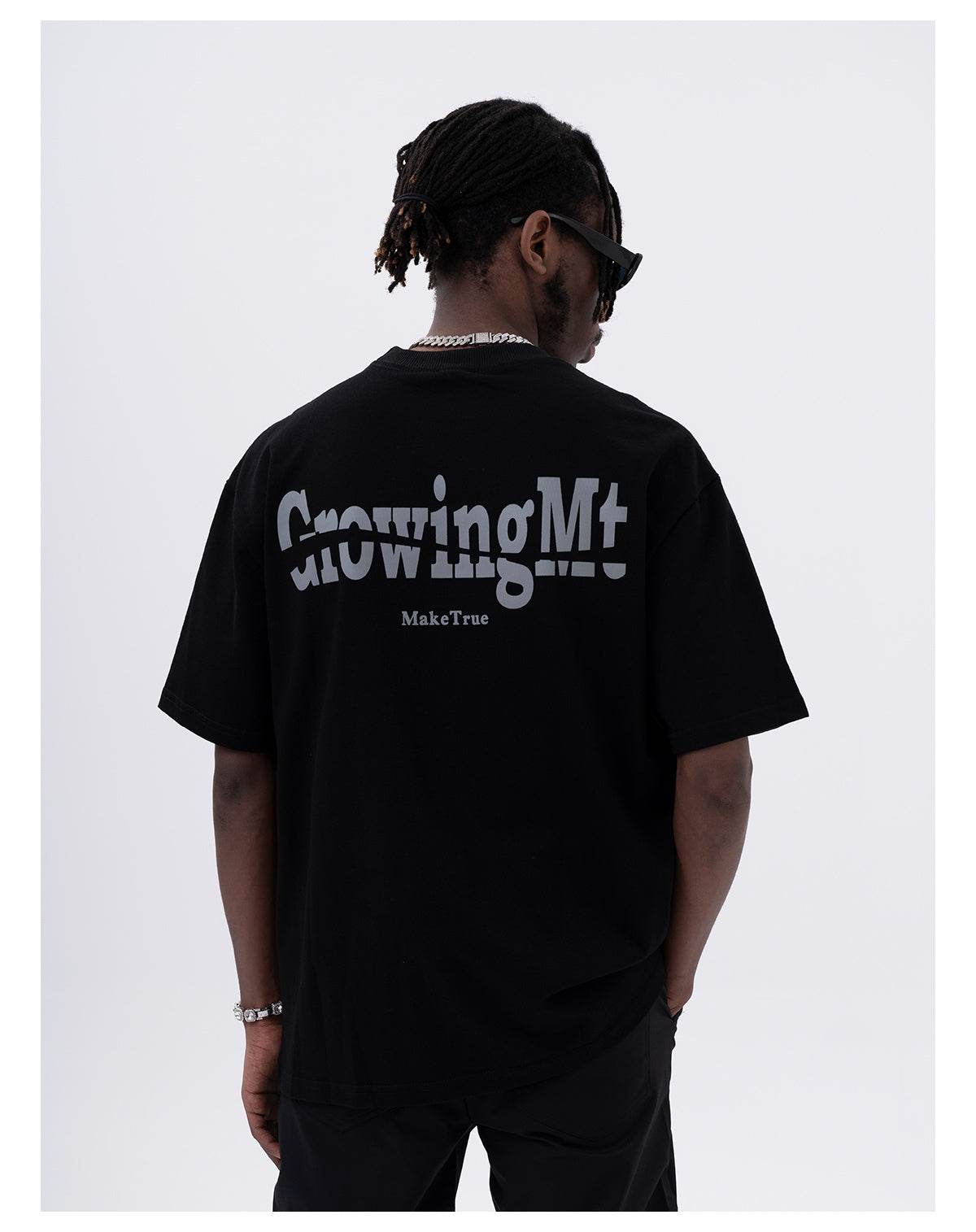 Men's Casual Back Letter Print Short-sleeve T-shirt MuddyStock