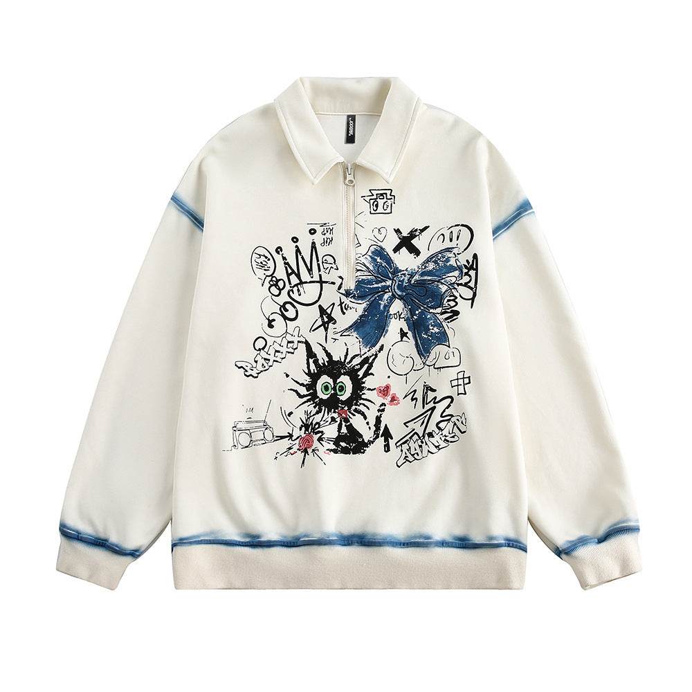 Fashion Graffiti Outline Sweater For Women Apricot MuddyStock