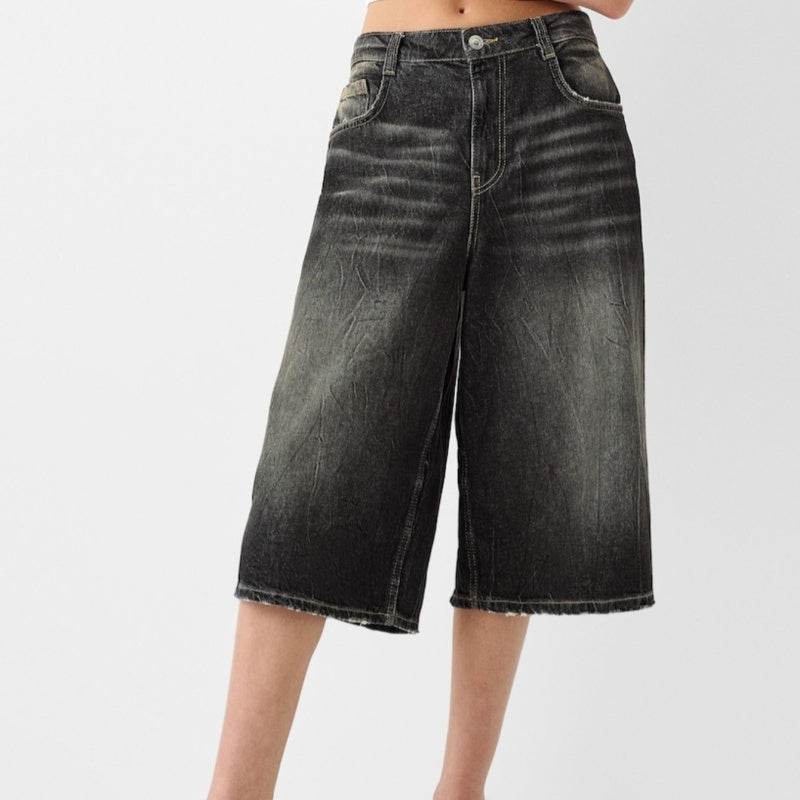 Low Waist Loose Denim Cropped Pants MuddyStock