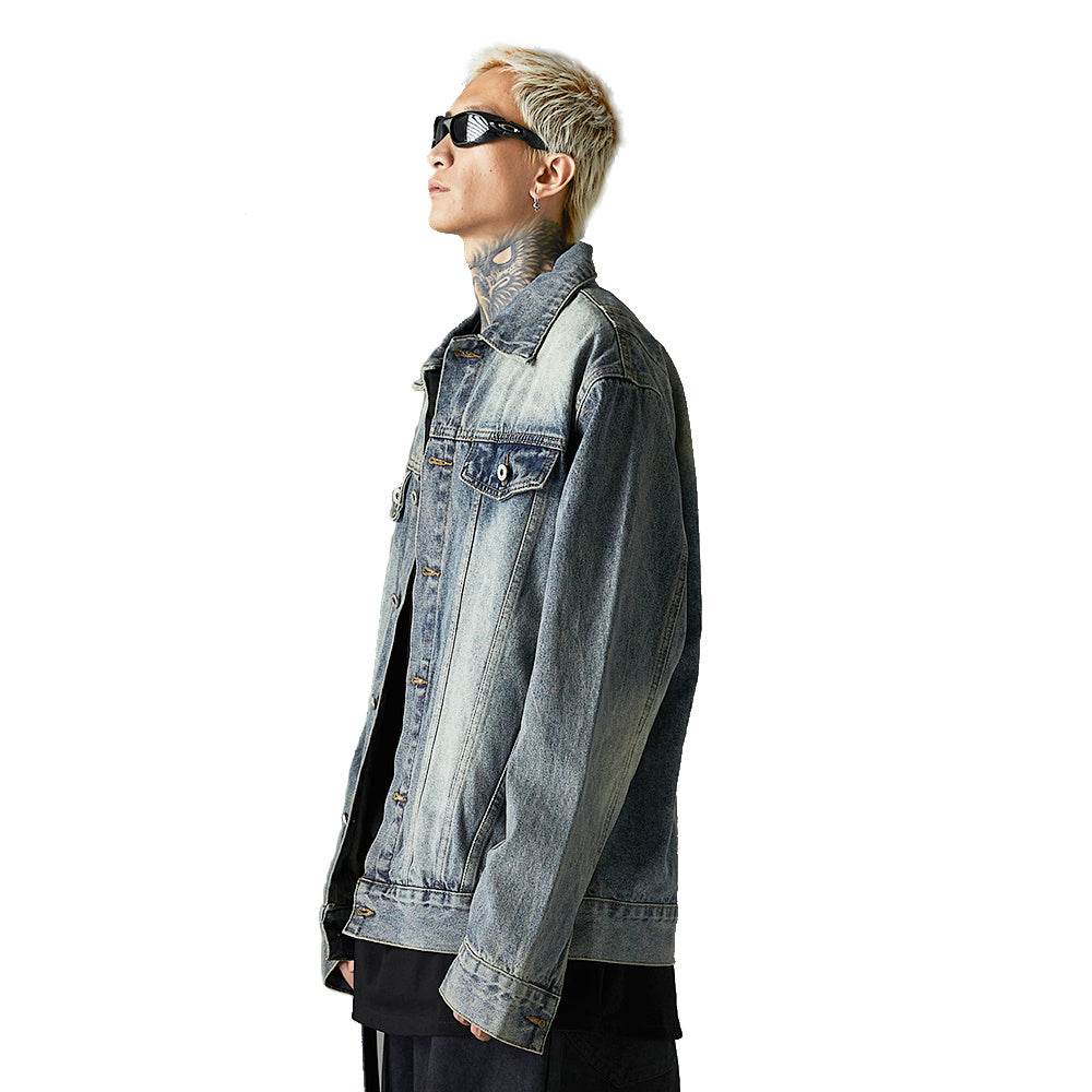 Washed And Worn Denim Clothes Jacket Men's Punk MuddyStock