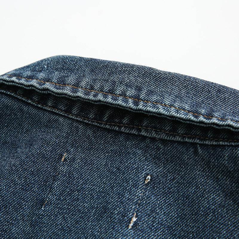 Polo Collar Japanese-style Retro Washed Denim Jacket For Men And Women MuddyStock