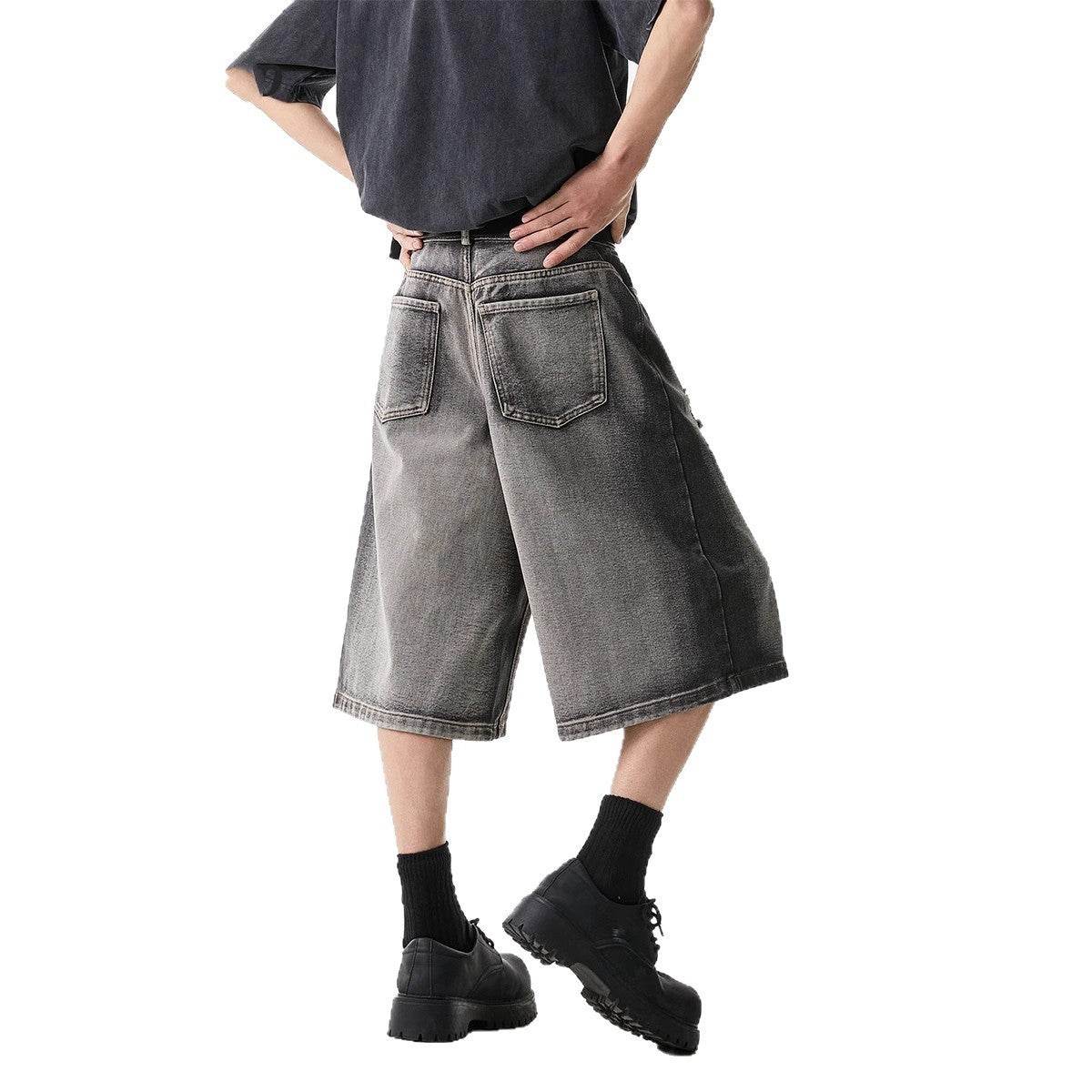 High Street Washed Hole Denim Shorts For Men MuddyStock